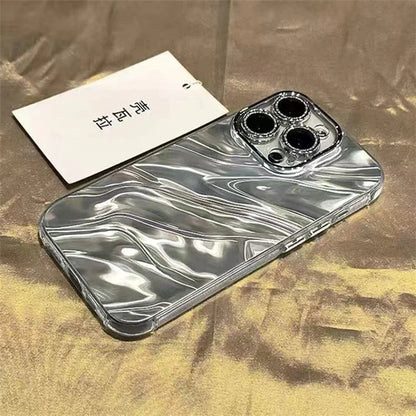 For iPhone 12 Pro Case PC Lens Protector Acrylic+TPU Phone Cover Wavy Texture Design