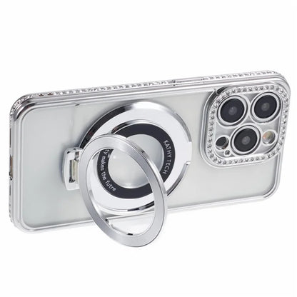 For iPhone 13 Pro Max Shockproof Rhinestone Decor Ring Kickstand TPU Phone Cover
