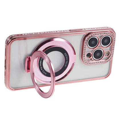 For iPhone 13 Pro Max Shockproof Rhinestone Decor Ring Kickstand TPU Phone Cover