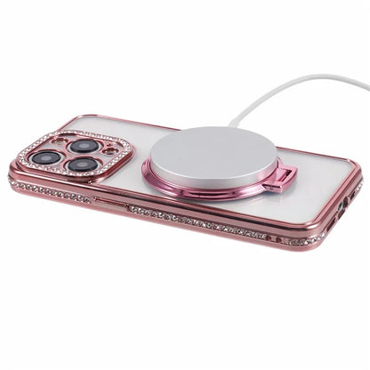 For iPhone 13 Pro Max Shockproof Rhinestone Decor Ring Kickstand TPU Phone Cover