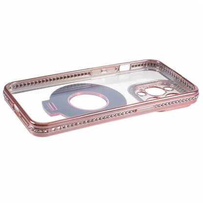 For iPhone 13 Pro Max Shockproof Rhinestone Decor Ring Kickstand TPU Phone Cover