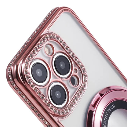 For iPhone 13 Pro Max Shockproof Rhinestone Decor Ring Kickstand TPU Phone Cover
