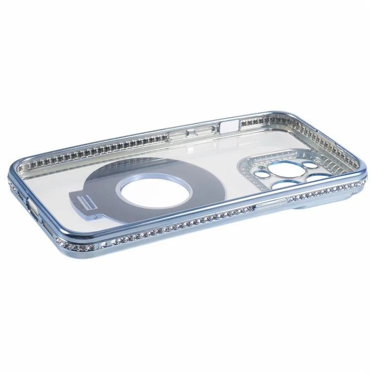 For iPhone 13 Pro Max Shockproof Rhinestone Decor Ring Kickstand TPU Phone Cover