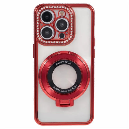 For iPhone 13 Pro Max Shockproof Rhinestone Decor Ring Kickstand TPU Phone Cover