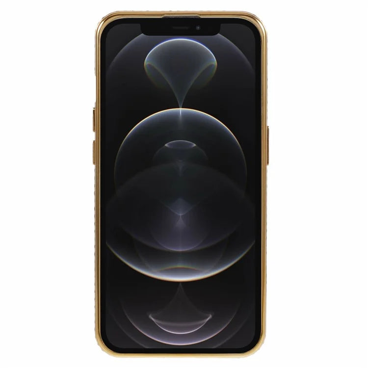 For iPhone 12 Pro Max TPU Case Rhinestones Lens Frame Ring Kickstand Phone Cover