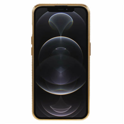 For iPhone 12 Pro Max TPU Case Rhinestones Lens Frame Ring Kickstand Phone Cover