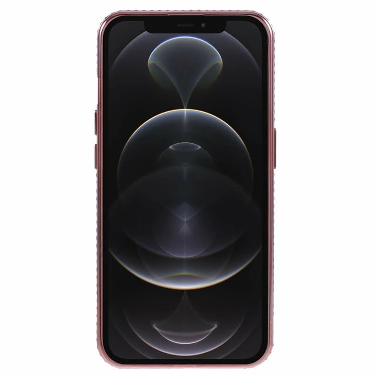 For iPhone 12 Pro Case Rhinestones Decor Ring Kickstand TPU Phone Cover