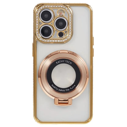 For iPhone 12 Pro Case Rhinestones Decor Ring Kickstand TPU Phone Cover