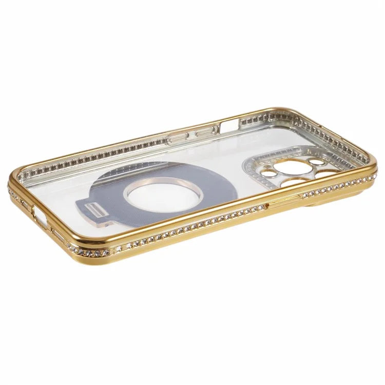 For iPhone 12 Pro Case Rhinestones Decor Ring Kickstand TPU Phone Cover