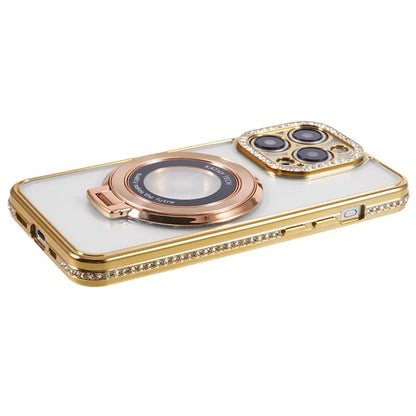 For iPhone 12 Pro Case Rhinestones Decor Ring Kickstand TPU Phone Cover