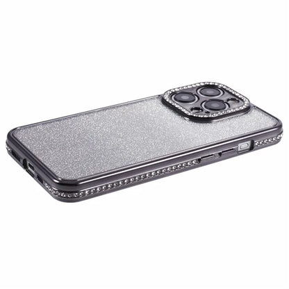 For iPhone 15 Pro Case Anti-Drop Gradient TPU Phone Case Rhinestones Decorated