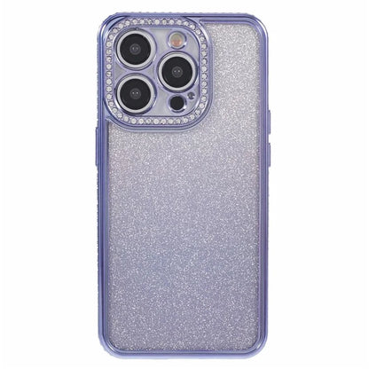 For iPhone 15 Pro Case Anti-Drop Gradient TPU Phone Case Rhinestones Decorated