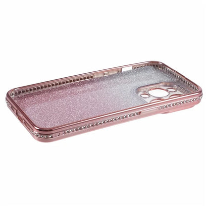 For iPhone 14 Pro Max Shockproof Case Gradient TPU Phone Case with Rhinestones Decor