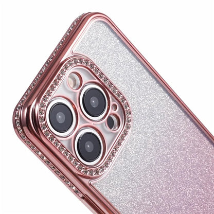 For iPhone 14 Pro Max Shockproof Case Gradient TPU Phone Case with Rhinestones Decor