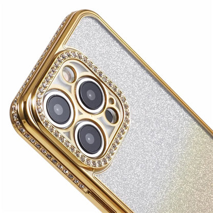 For iPhone 14 Pro Max Shockproof Case Gradient TPU Phone Case with Rhinestones Decor