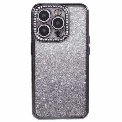 For iPhone 14 Pro Max Shockproof Case Gradient TPU Phone Case with Rhinestones Decor