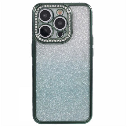 For iPhone 14 Pro Max Shockproof Case Gradient TPU Phone Case with Rhinestones Decor