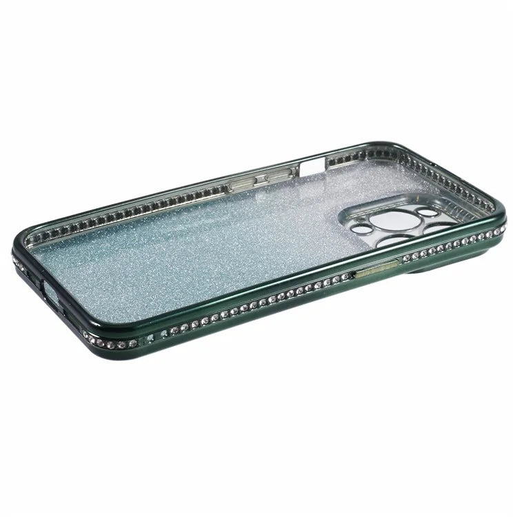For iPhone 14 Pro Max Shockproof Case Gradient TPU Phone Case with Rhinestones Decor