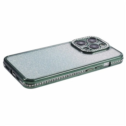For iPhone 14 Pro Max Shockproof Case Gradient TPU Phone Case with Rhinestones Decor