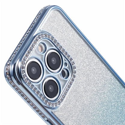 For iPhone 14 Pro Max Shockproof Case Gradient TPU Phone Case with Rhinestones Decor