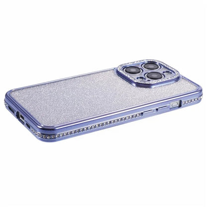 For iPhone 14 Pro Max Shockproof Case Gradient TPU Phone Case with Rhinestones Decor