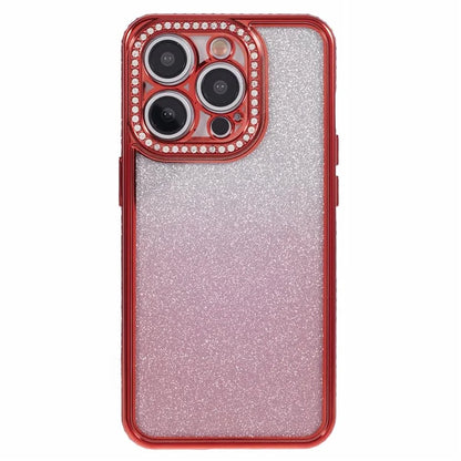 For iPhone 14 Pro Max Shockproof Case Gradient TPU Phone Case with Rhinestones Decor