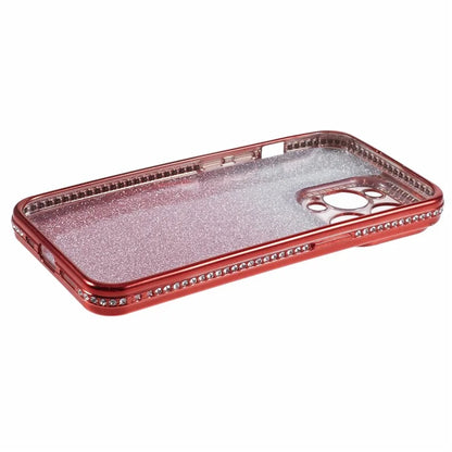 For iPhone 14 Pro Max Shockproof Case Gradient TPU Phone Case with Rhinestones Decor
