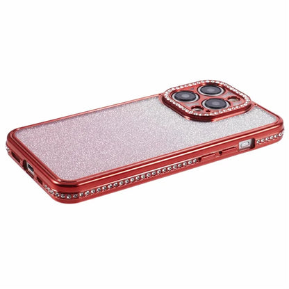For iPhone 14 Pro Max Shockproof Case Gradient TPU Phone Case with Rhinestones Decor