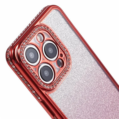For iPhone 14 Pro Max Shockproof Case Gradient TPU Phone Case with Rhinestones Decor
