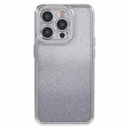 For iPhone 14 Pro Max Shockproof Case Gradient TPU Phone Case with Rhinestones Decor