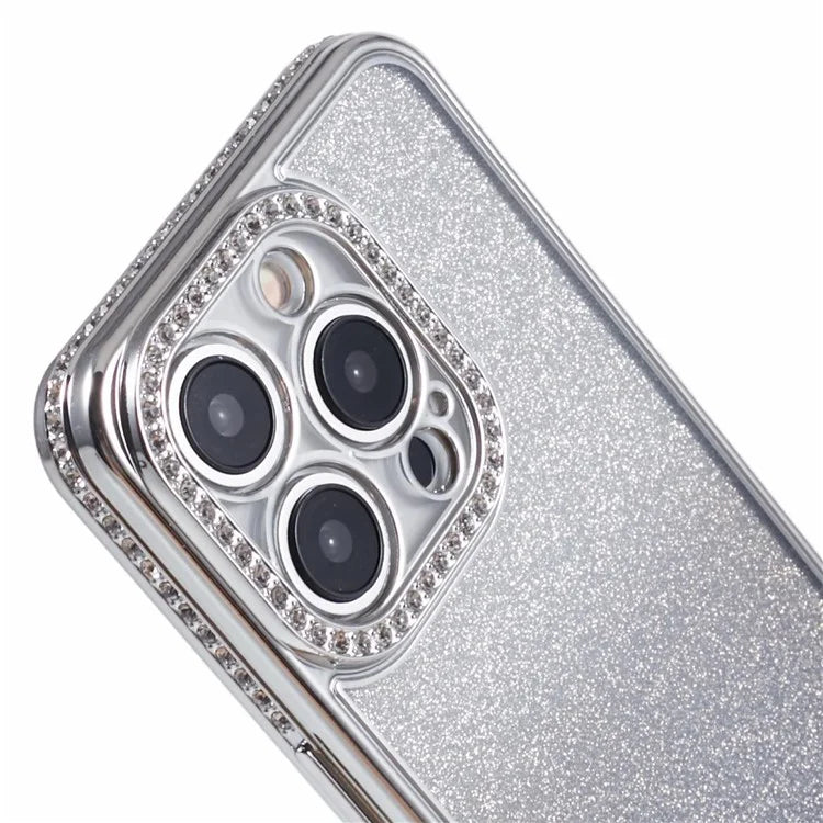 For iPhone 14 Pro Max Shockproof Case Gradient TPU Phone Case with Rhinestones Decor