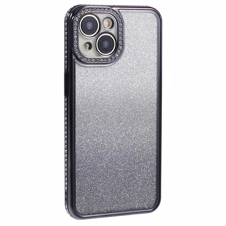 For iPhone 15 Plus TPU Case Shiny Rhinestone Gradient Glitter Phone Back Cover