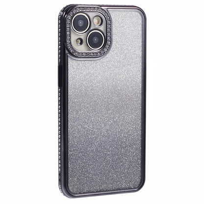 For iPhone 15 Plus TPU Case Shiny Rhinestone Gradient Glitter Phone Back Cover