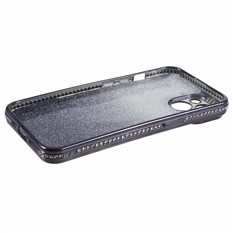 For iPhone 15 Plus TPU Case Shiny Rhinestone Gradient Glitter Phone Back Cover