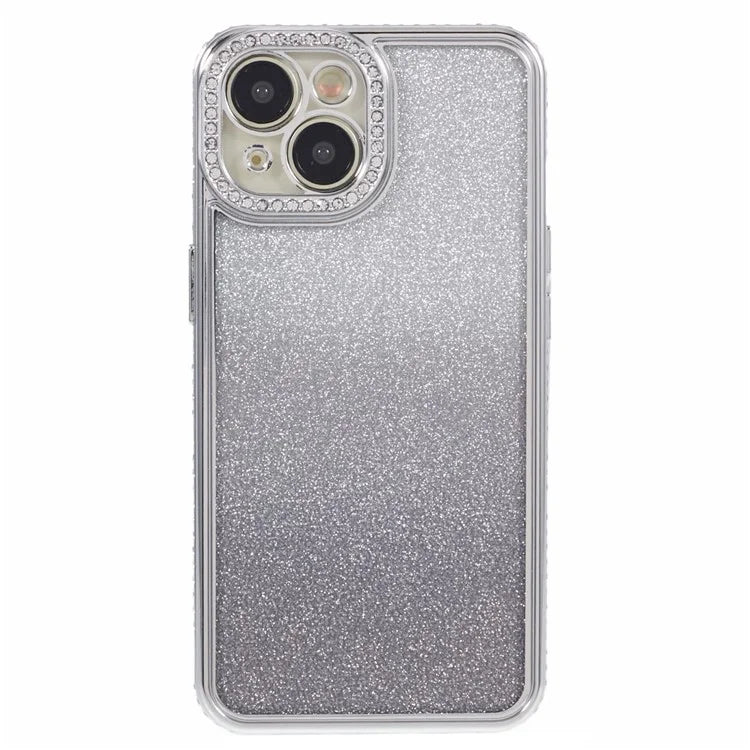 For iPhone 15 Plus TPU Case Shiny Rhinestone Gradient Glitter Phone Back Cover