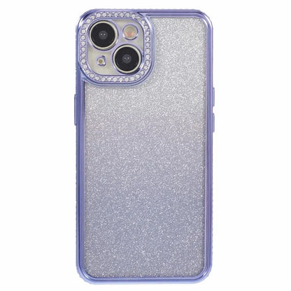 For iPhone 15 Plus TPU Case Shiny Rhinestone Gradient Glitter Phone Back Cover
