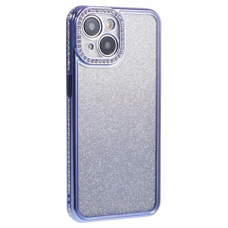 For iPhone 15 Plus TPU Case Shiny Rhinestone Gradient Glitter Phone Back Cover