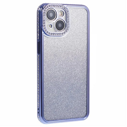 For iPhone 15 Plus TPU Case Shiny Rhinestone Gradient Glitter Phone Back Cover