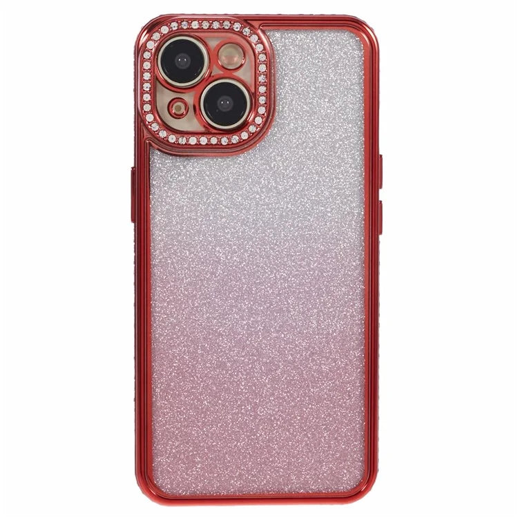 For iPhone 15 Plus TPU Case Shiny Rhinestone Gradient Glitter Phone Back Cover
