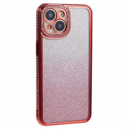 For iPhone 15 Plus TPU Case Shiny Rhinestone Gradient Glitter Phone Back Cover
