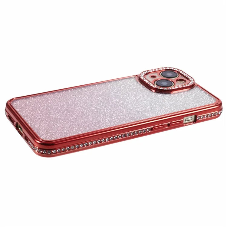 For iPhone 15 Plus TPU Case Shiny Rhinestone Gradient Glitter Phone Back Cover