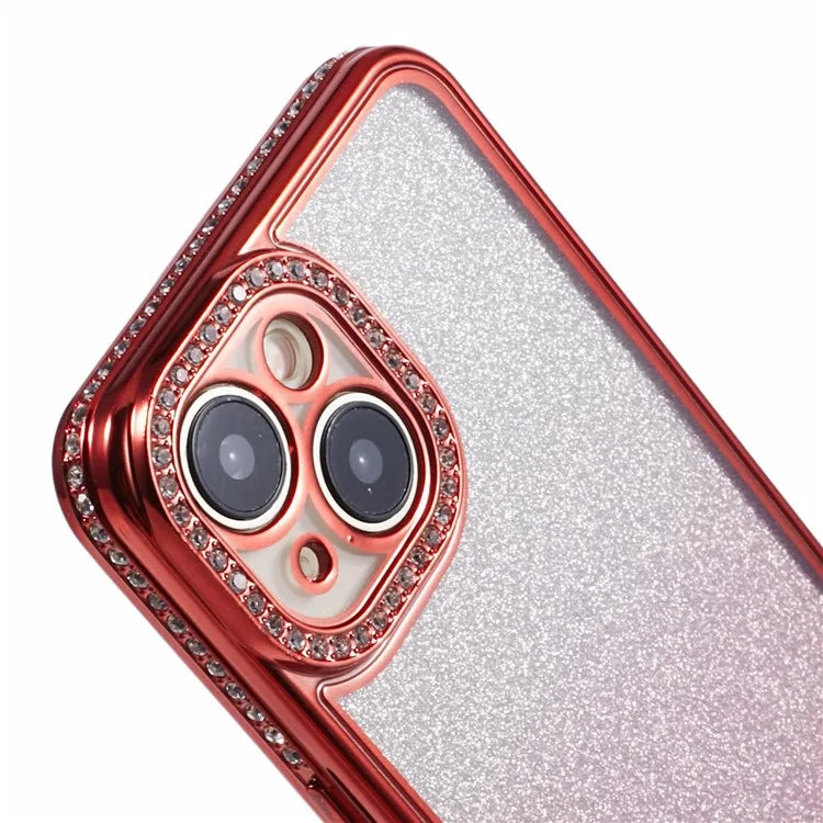 For iPhone 15 Plus TPU Case Shiny Rhinestone Gradient Glitter Phone Back Cover