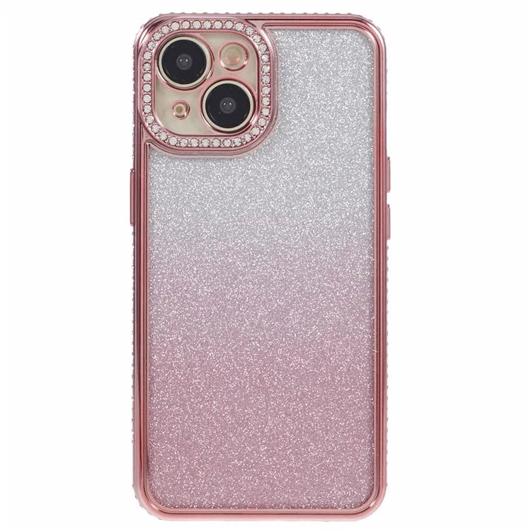 For iPhone 15 Plus TPU Case Shiny Rhinestone Gradient Glitter Phone Back Cover
