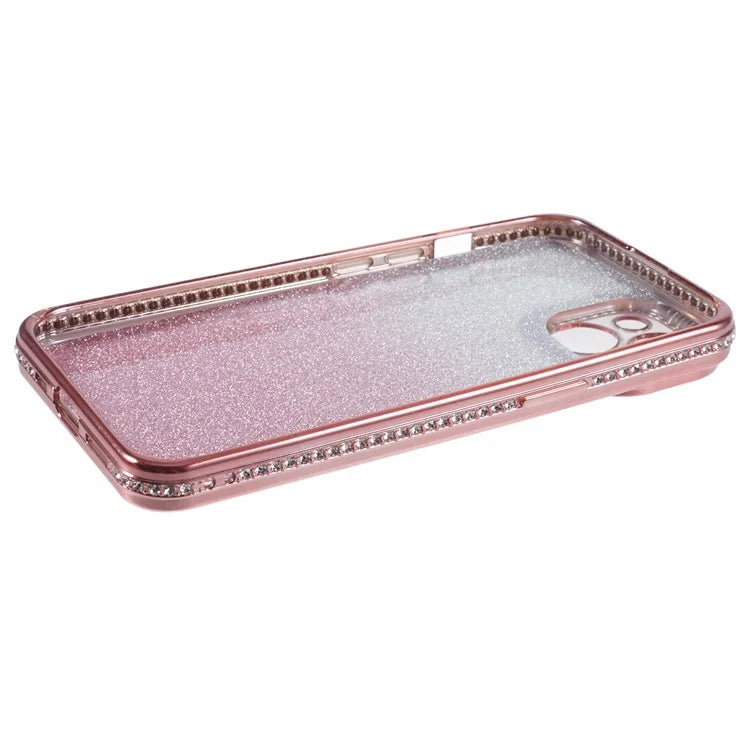 For iPhone 15 Plus TPU Case Shiny Rhinestone Gradient Glitter Phone Back Cover