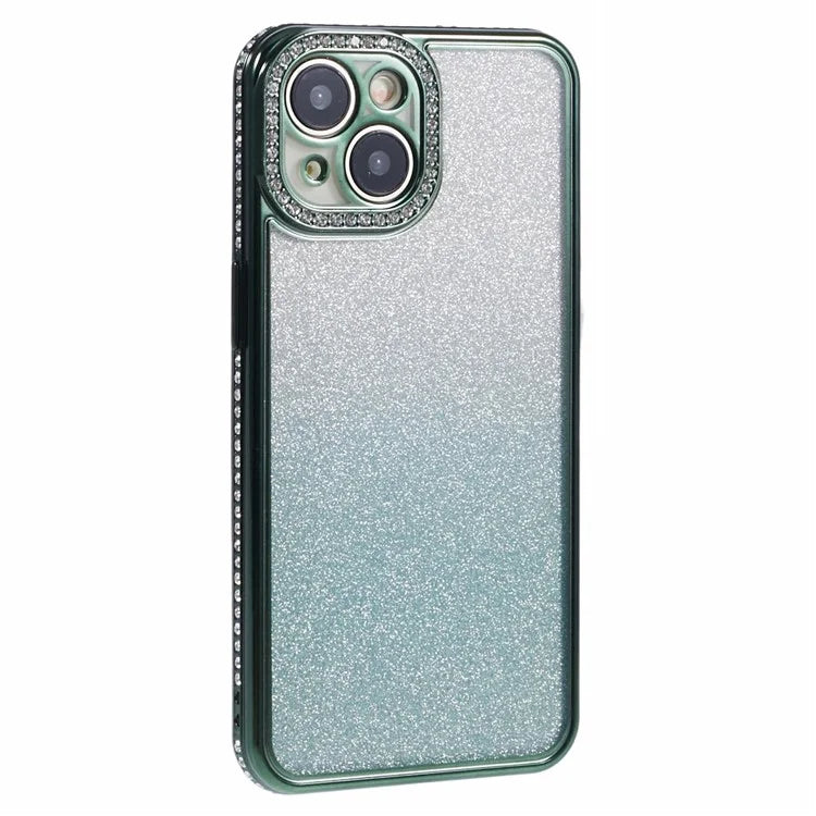 For iPhone 15 Plus TPU Case Shiny Rhinestone Gradient Glitter Phone Back Cover