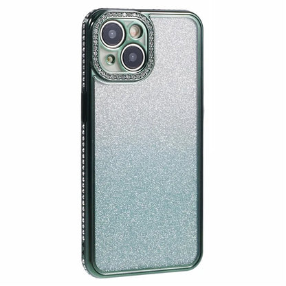 For iPhone 15 Plus TPU Case Shiny Rhinestone Gradient Glitter Phone Back Cover