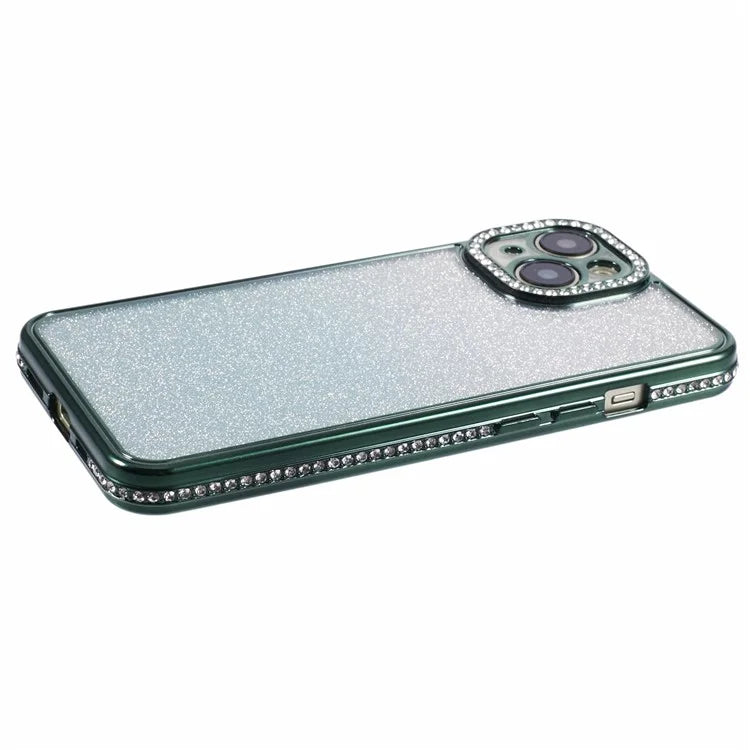 For iPhone 15 Plus TPU Case Shiny Rhinestone Gradient Glitter Phone Back Cover