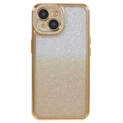 For iPhone 15 Plus TPU Case Shiny Rhinestone Gradient Glitter Phone Back Cover