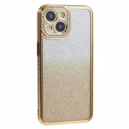 For iPhone 15 Plus TPU Case Shiny Rhinestone Gradient Glitter Phone Back Cover