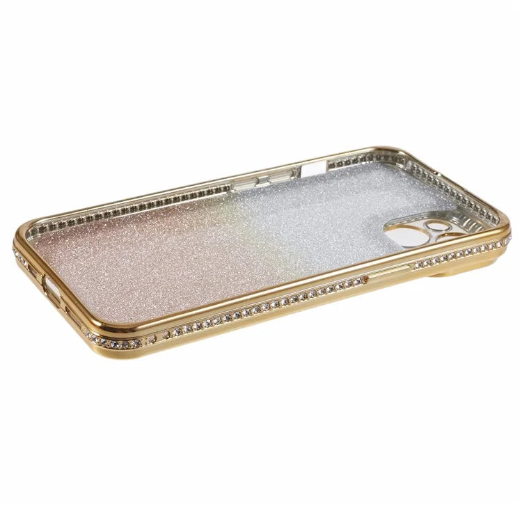For iPhone 15 Plus TPU Case Shiny Rhinestone Gradient Glitter Phone Back Cover